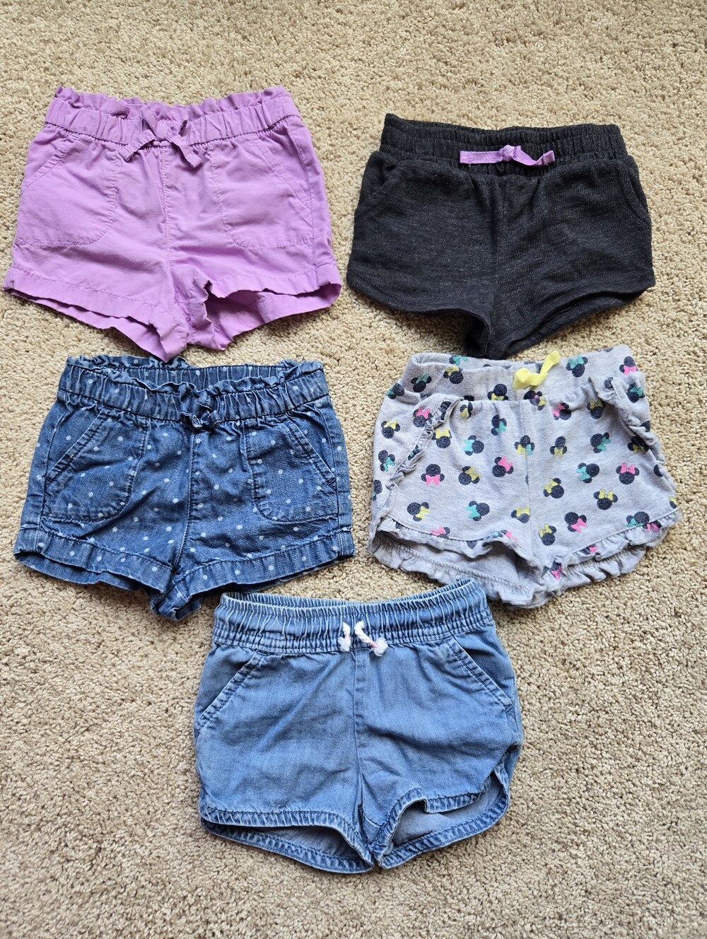 Girls 2T Shorts - Purple, Charcoal, Denim, Light Gray, Chambray